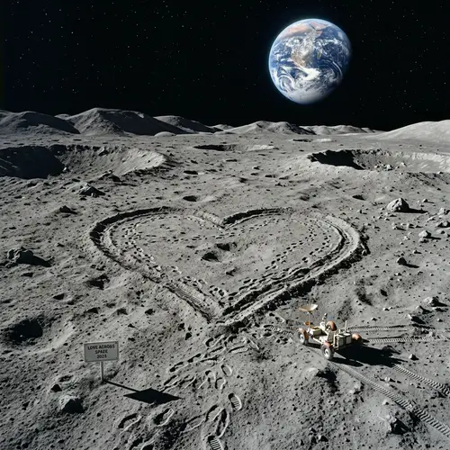 Moon Landscape with Heart - Beautiful Imagery
