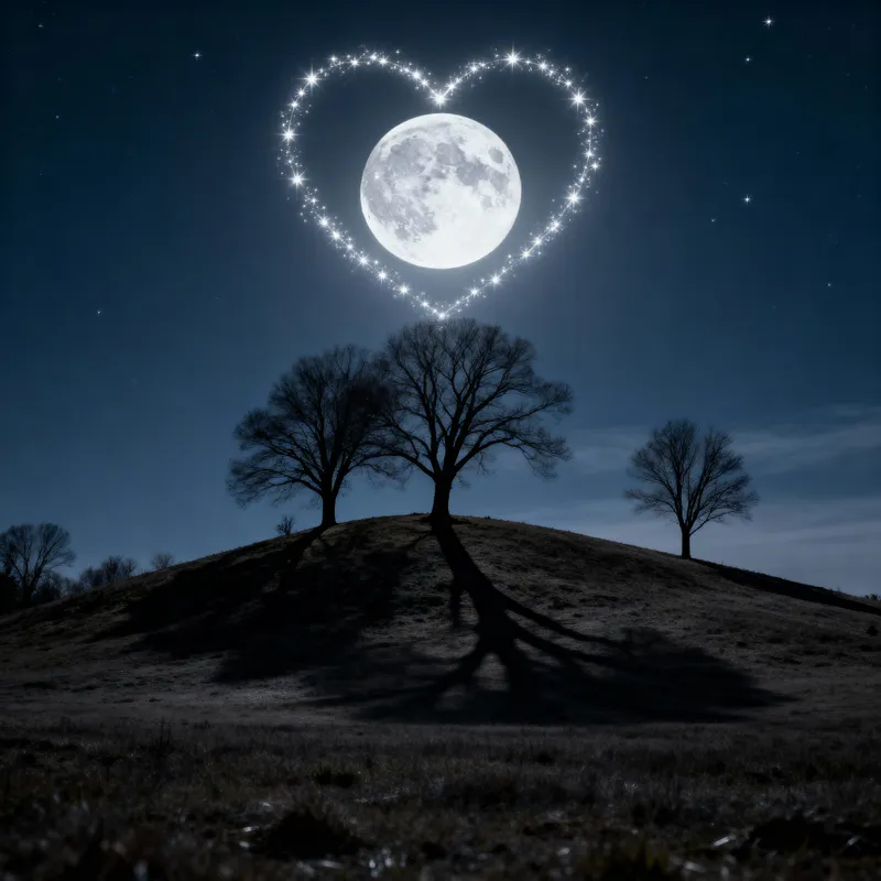 Moon Landscape with Heart - Beautiful Imagery Moon Landscape with Heart - Beautiful Imagery