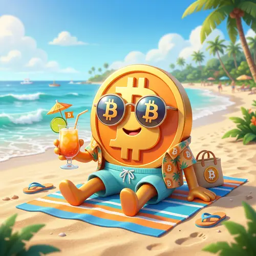 Bitcoin Mascot on the Beach: Fun & Relaxation