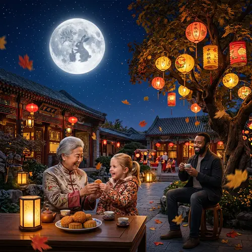 Chinese Mid-Autumn Festival Celebration | Full Moon and Cultural Gathering