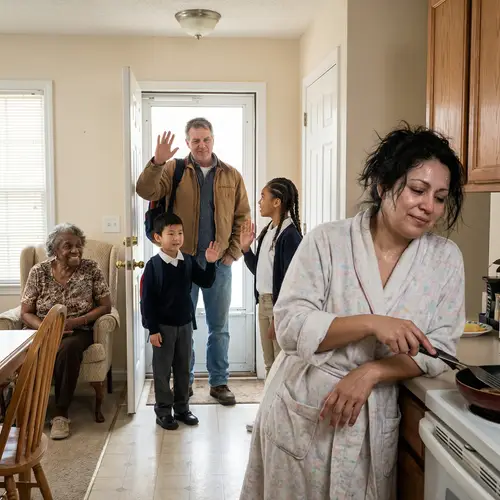 Heartwarming Family Farewell Scene Captured in a Single Frame