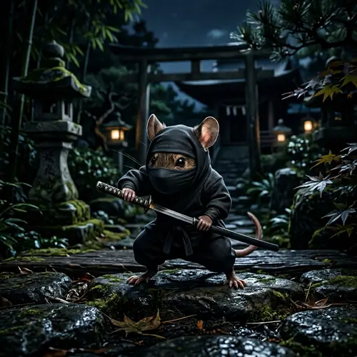 Ninja Mouse | Stealthy Combatant in Dark Ninja Suit