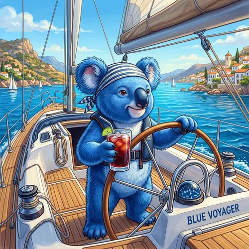 Blue Koala Sailing in Mediterranean with Kalimotxo Cocktail