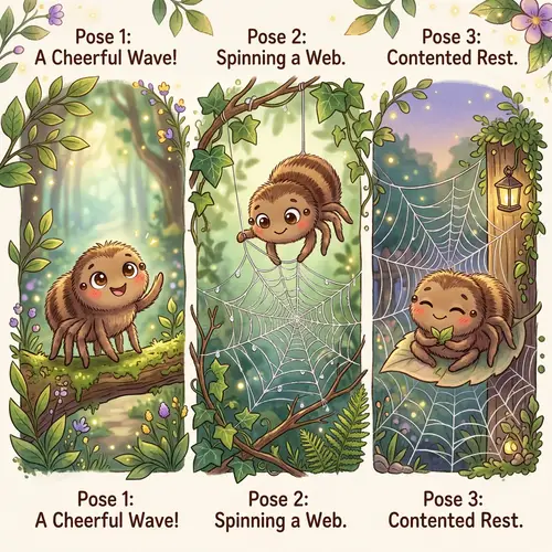 Cute Cartoon Spider Poses | Adorable and Whimsical Designs