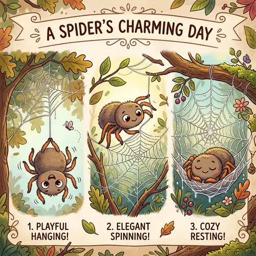 Cute Cartoon Spider Poses | Delightful Illustrations