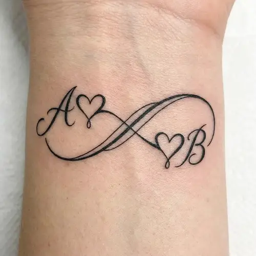 Infinity Tattoo Design with Hearts A & B