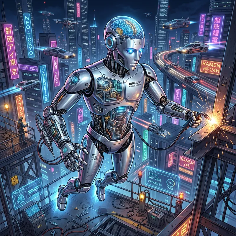 Robolev Artwork | Futuristic Metallic Silver Robot