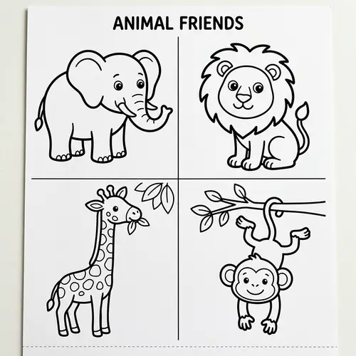 Coloring Book Images of Animals - Black and White