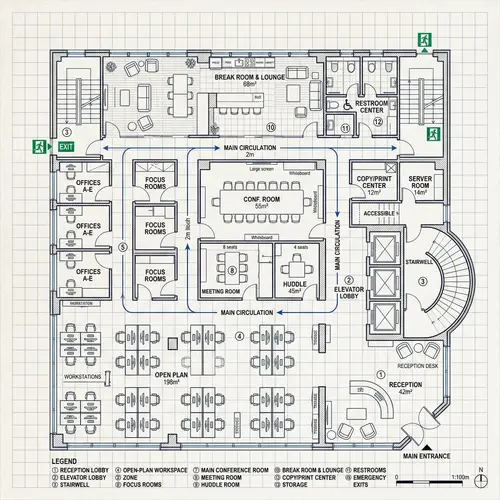 Modern Office Floor Plan for Productivity & Collaboration