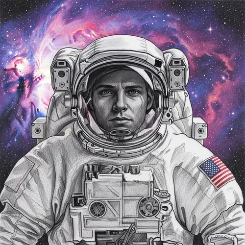 Astronaut Sketch in Space - Artistic Illustration