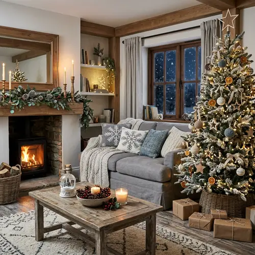 Chic Rustic Holiday Living Room Transformation | Festive Decor