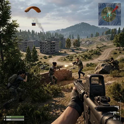 Immersive Multiplayer Battle Royale Game Scene