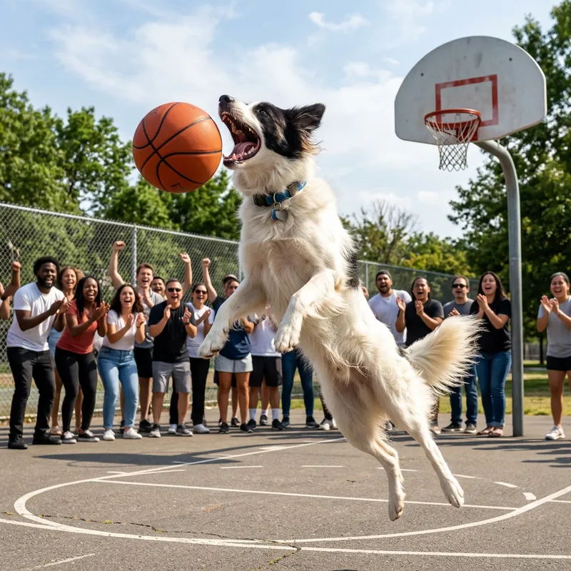 Adorable Border Collie Playing Basketball Adorable Border Collie Playing Basketball