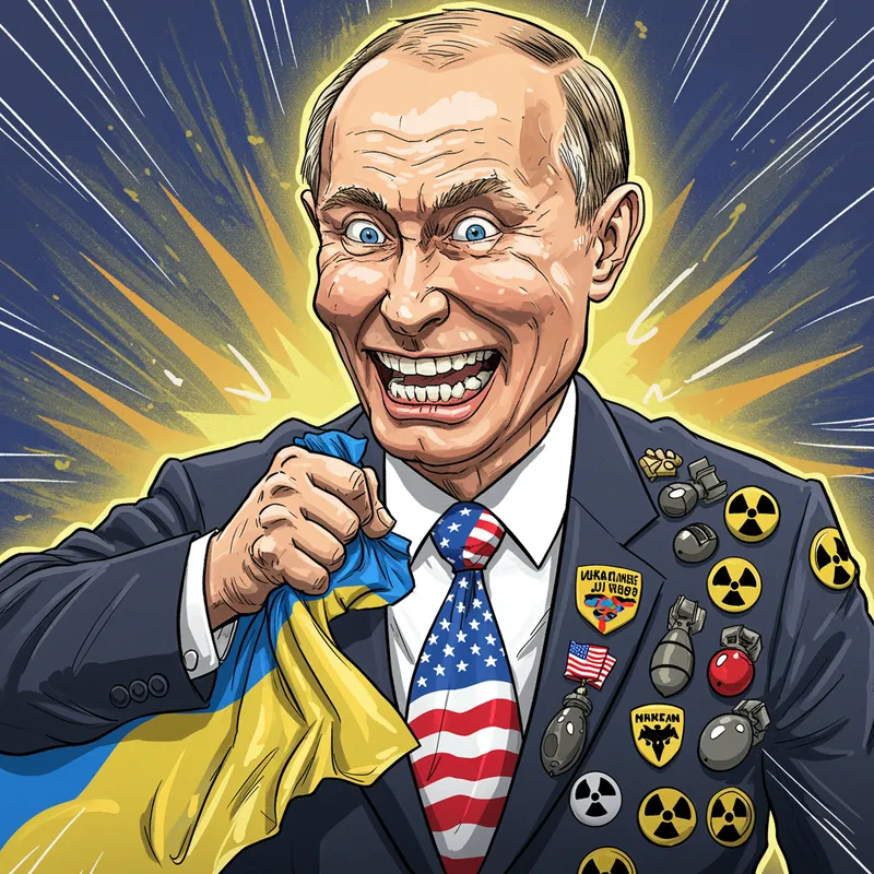 Putin's Manic Laughter: A Political Cartoon Analysis