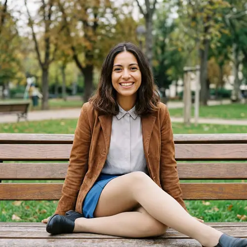 Relaxed Woman Enjoying Park Bench Serenity