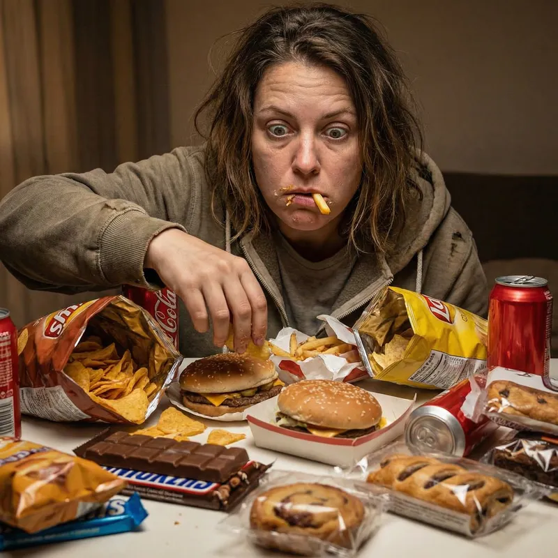 Obsessed with Junk Food: A Hyperrealistic Portrait