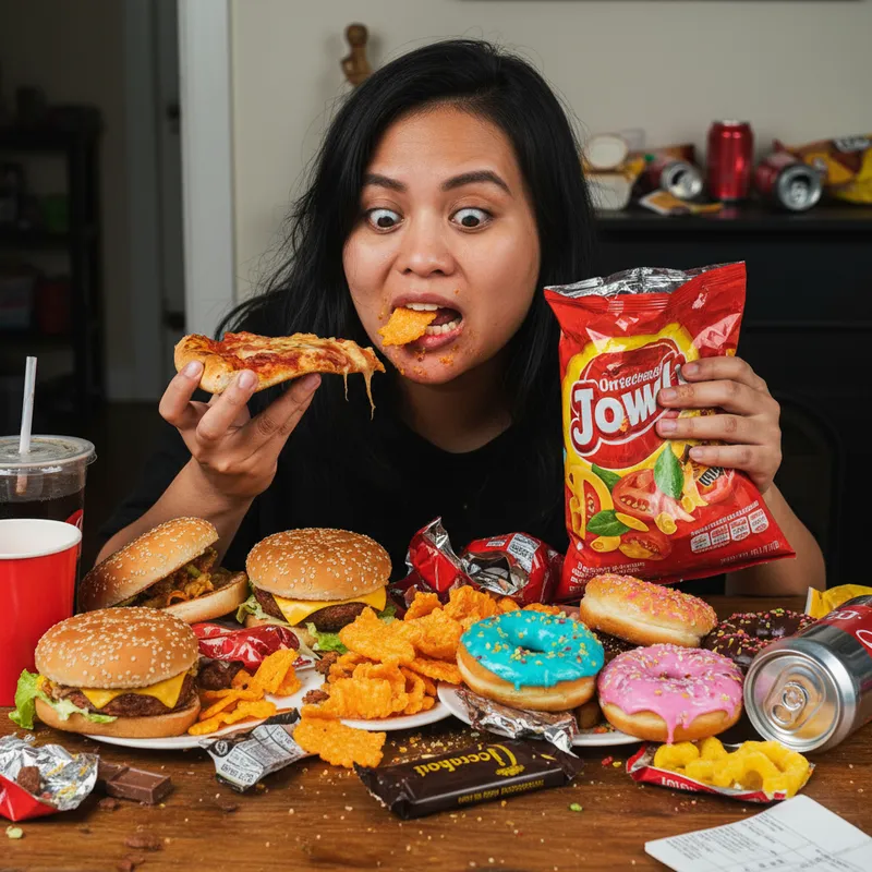 Obsessed with Junk Food: A Hyperrealistic Portrait