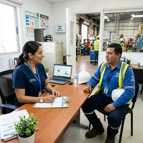 Occupational Nurse Interviewing a Worker