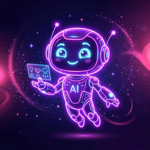 Neon Purple AI Mascot Design