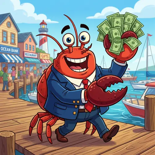 Mr. Krabs Holding Money: Cartoon Character with Green Currency