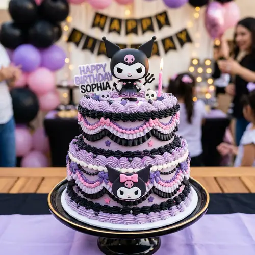 Kuromi-Inspired Birthday Cake with Funko Pop Topper