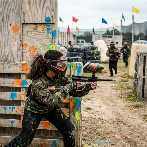 Exciting Paintball Game on Gear-Laden Course