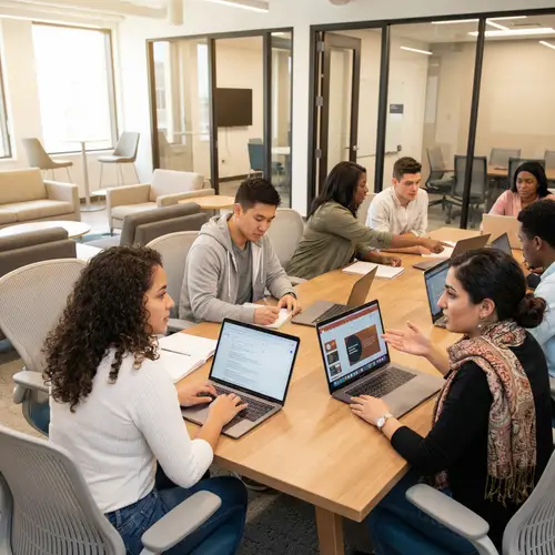 Diverse Group of Students Engaged in Collaborative Learning Session