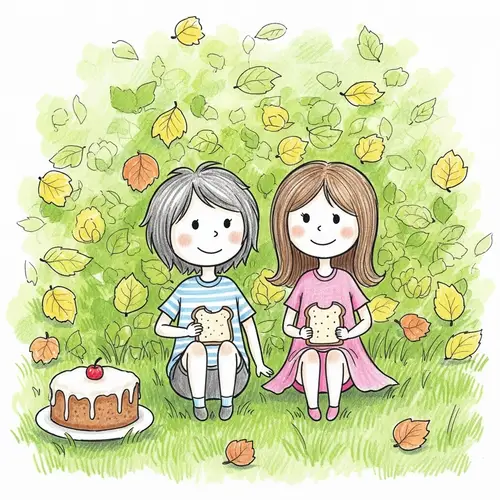 Simple Childlike Drawing of Joyful Moments