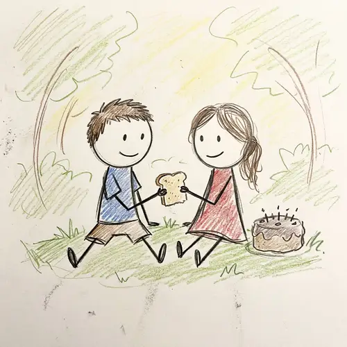 Simple Childlike Drawing of Joyful Moments