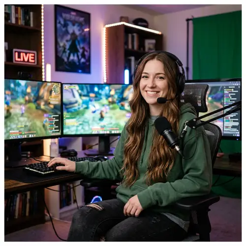 Popular Female Internet Personality with Long Brown Hair | Streamer