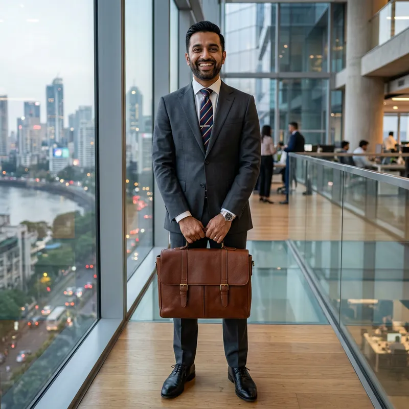 Smiling Businessman with Large Briefcase | Professional Look Smiling Businessman with Large Briefcase | Professional Look