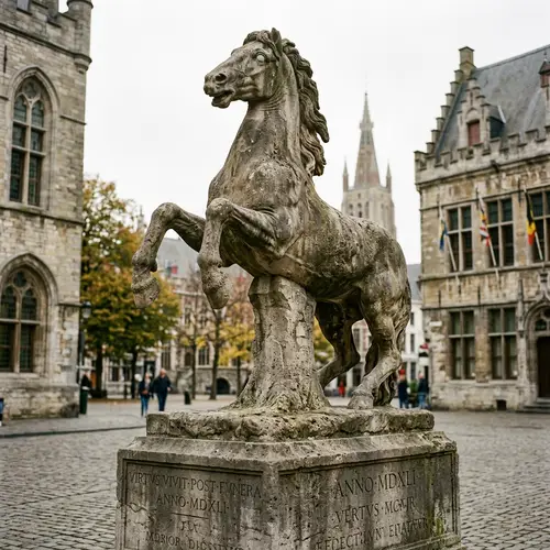 Aged Gray Horse Statue with Majestic Stance