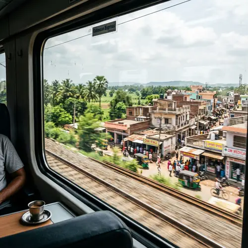High-Speed Train Journey Through Diverse Landscapes of India