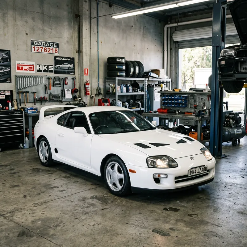 Stunning White Toyota Supra MK4 in Garage