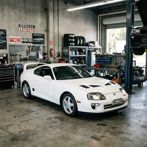 Stunning White Toyota Supra MK4 in Garage