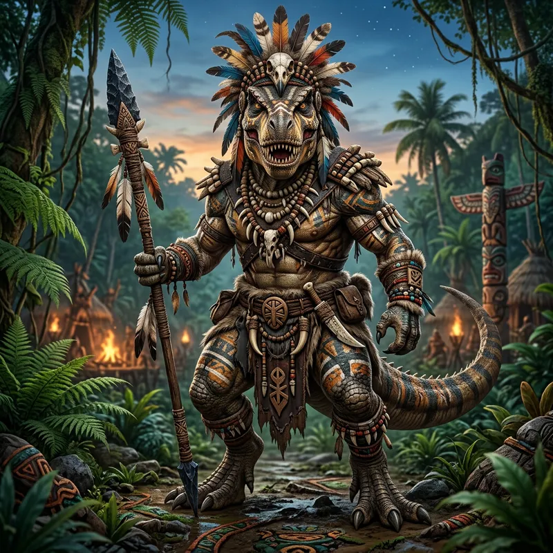 Tribal Themed Anthropomorphic T-Rex Design Tribal Themed Anthropomorphic T-Rex Design