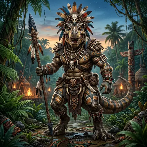 Tribal Themed Anthropomorphic T-Rex Design