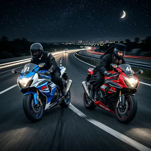 Religious Figures Street Racing on Suzuki GSXR 1000s | Night Race