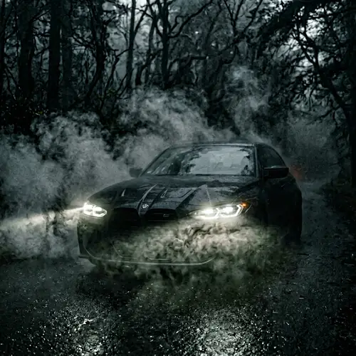 Eerie BMW M5 Headlights in Fog | Mysterious Car Scene
