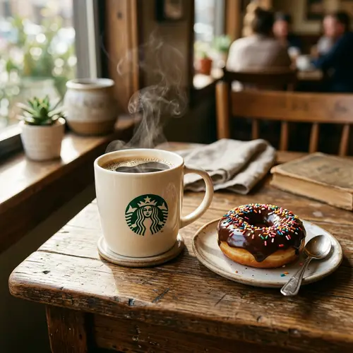 Starbucks Coffee with Donut | Enjoy a Cozy Morning Treat