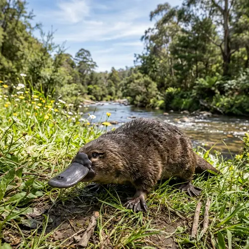 Platypus on Land: Intriguing Wildlife Moment