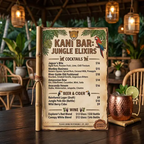 Kani Bar Jungle Alcohol Menu