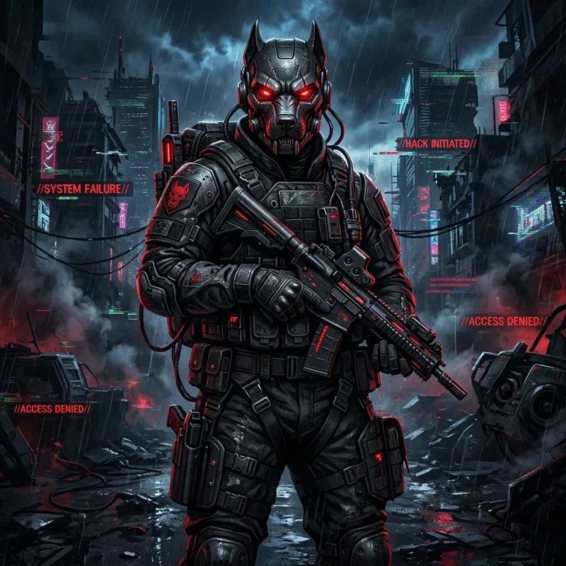 Menacing Cyberpunk Soldier Digital Art for CS2 Profile