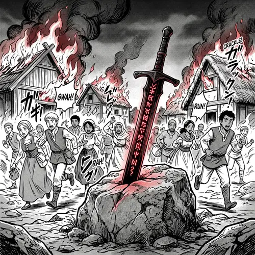 Midnight Black Broadsword with Crimson Runic Engravings