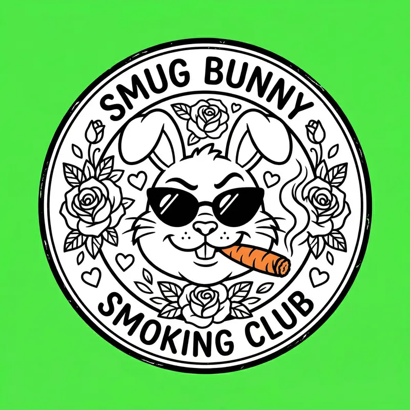 Smug Bunny Logo - Unique Line Art Design