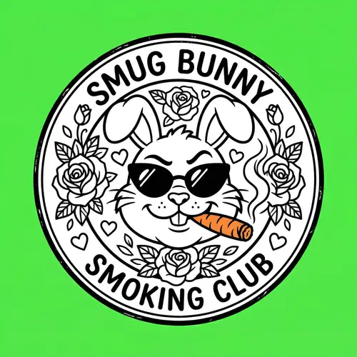 Smug Bunny Logo - Unique Line Art Design