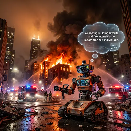 High-Tech Firefighting Robot in Action | City Inferno Scene