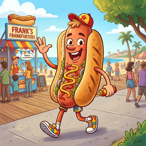Cartoon Hot Dog Character with Arms and Legs
