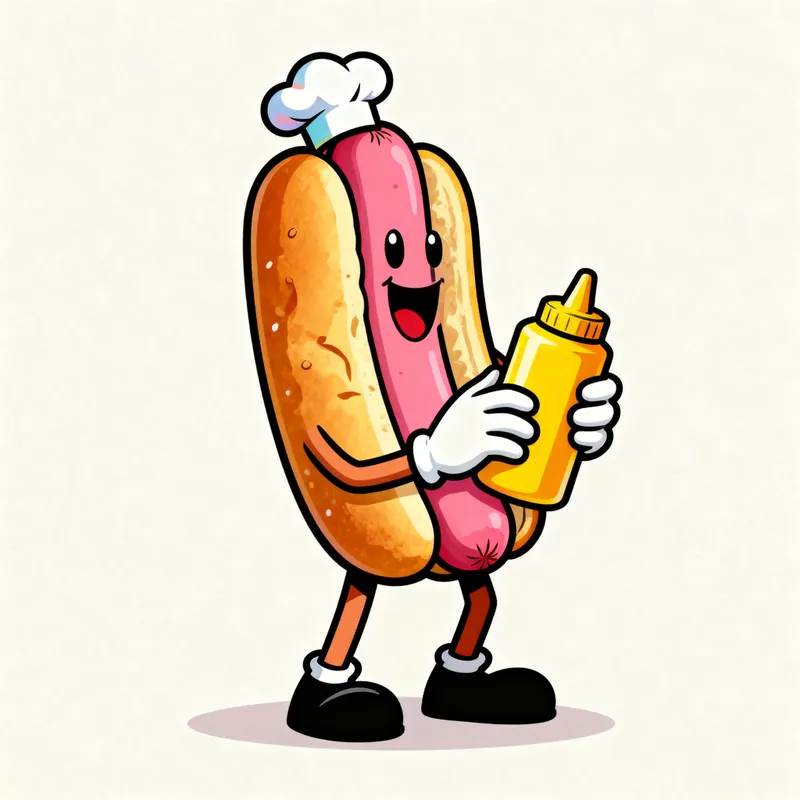 Cartoon Hot Dog Character with Arms and Legs