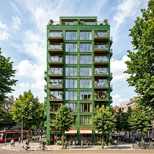 8-Story Green-Facade Wooden Building Design